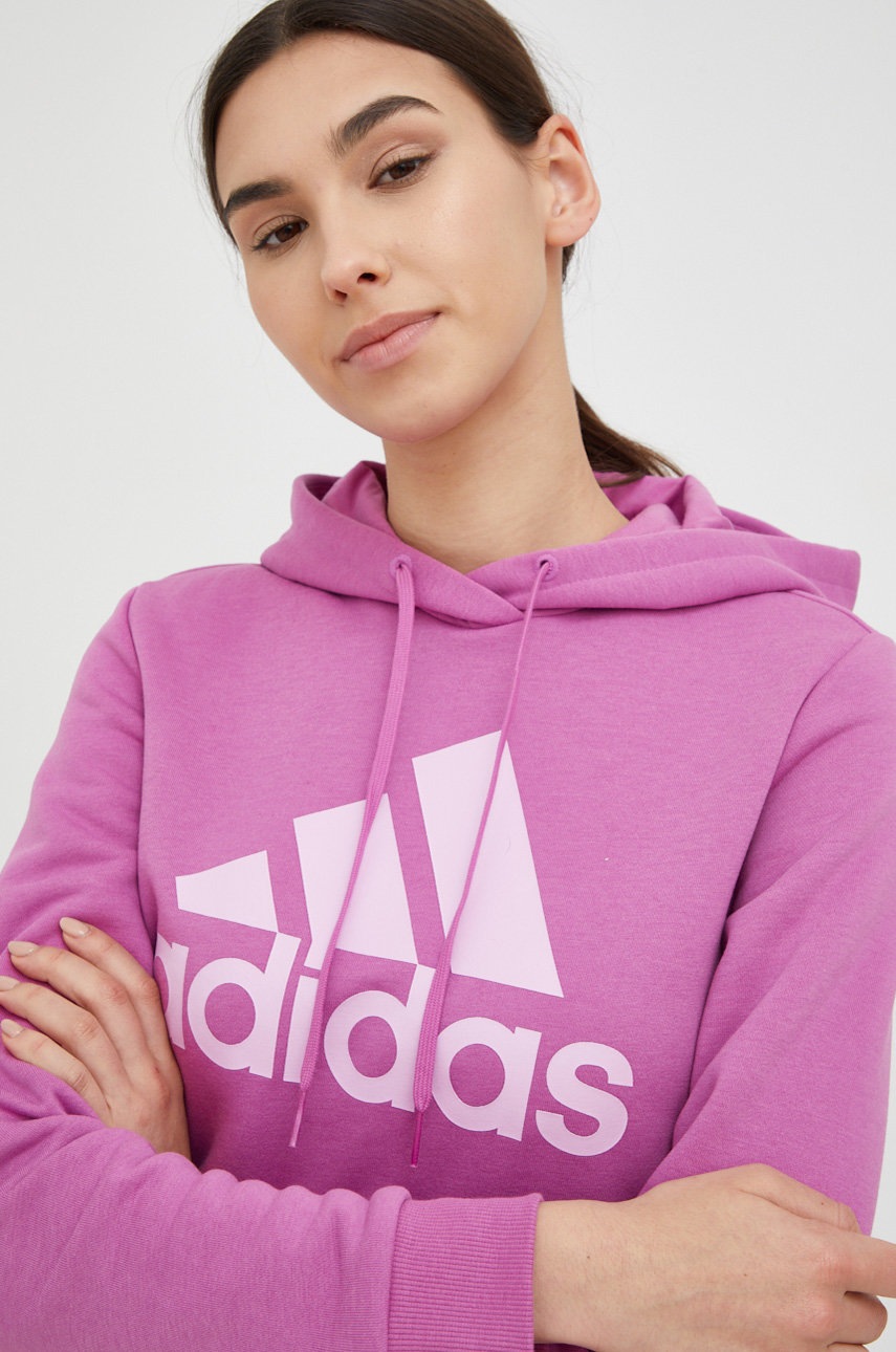 

Суичър adidas в розово с качулка с принт, Розов