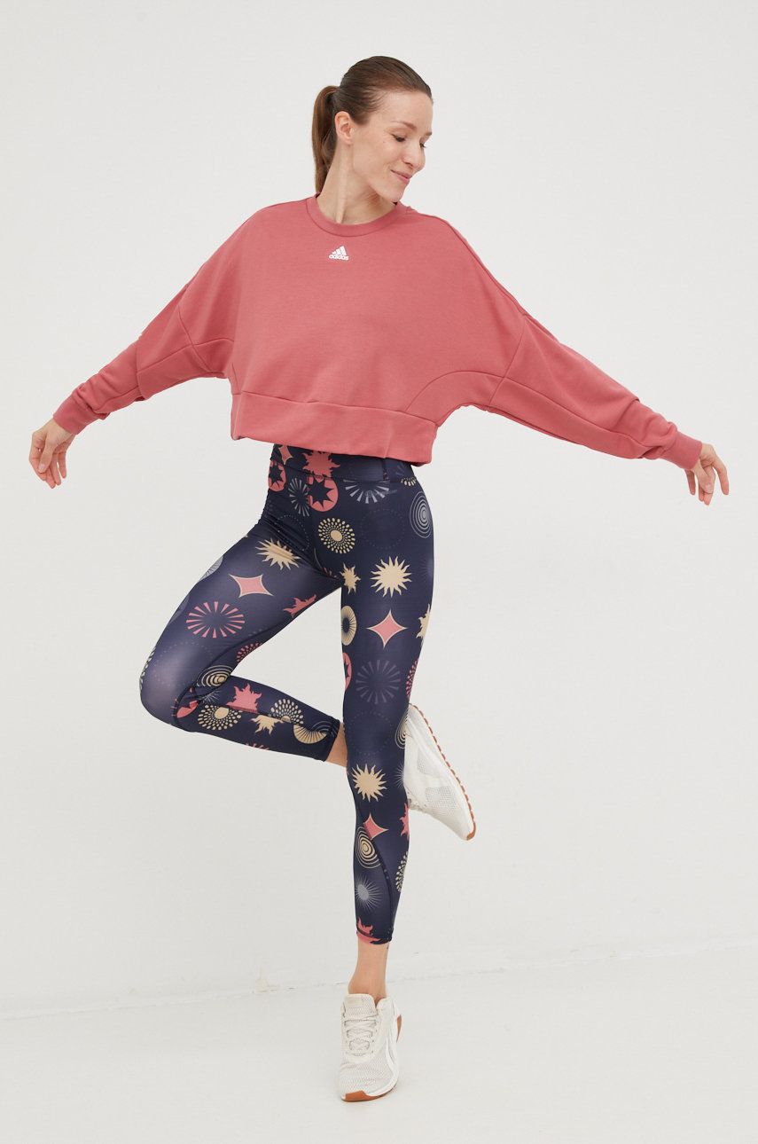adidas hanorac yoga Studio femei, culoarea roz, neted ADIDAS imagine megaplaza.ro