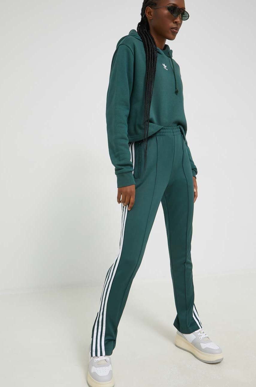

Кофта adidas Originals женская цвет зелёный с капюшоном однотонная