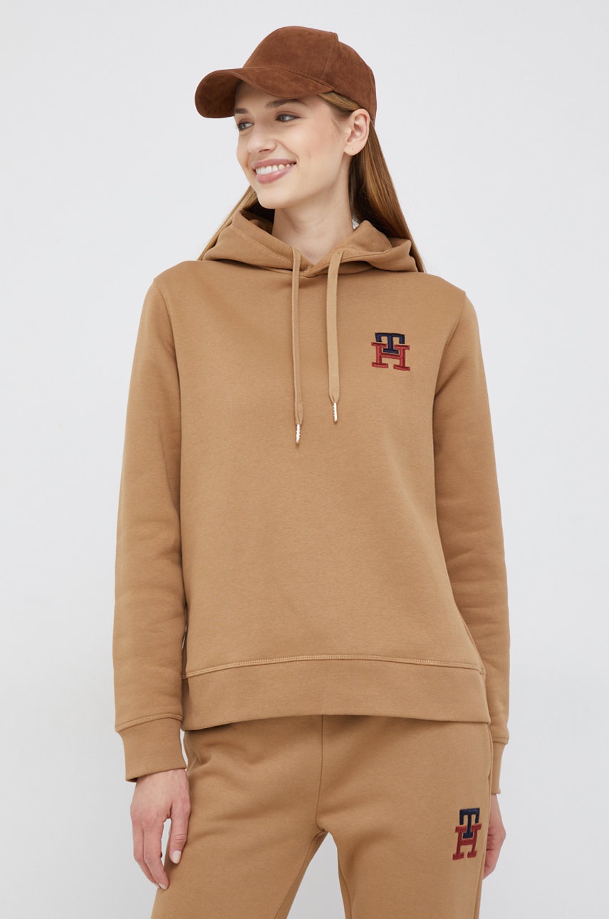 

Кофта Tommy Hilfiger женская цвет коричневый с аппликацией