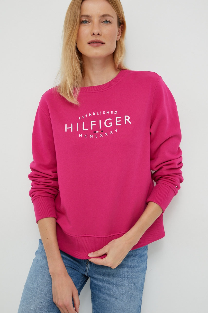 

Хлопковая кофта Tommy Hilfiger женская цвет розовый с аппликацией
