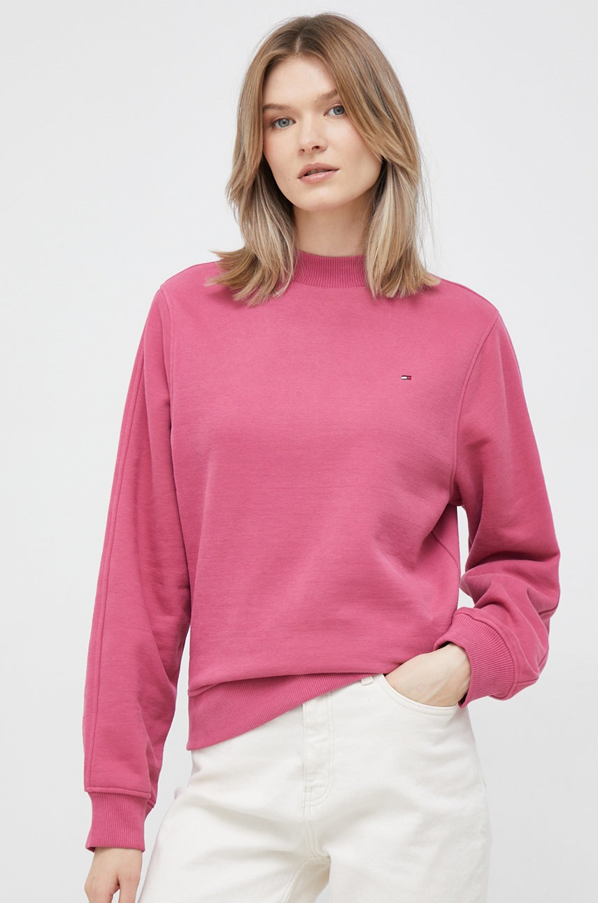 

Суичър Tommy Hilfiger в розово с изчистен дизайн, Розов