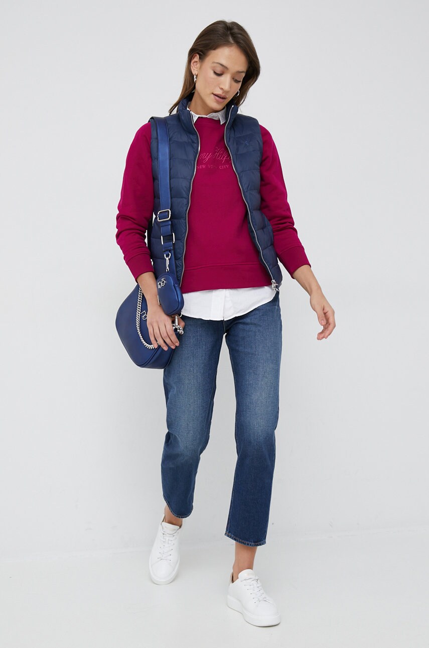 

Хлопковая кофта Tommy Hilfiger женская цвет фиолетовый с аппликацией