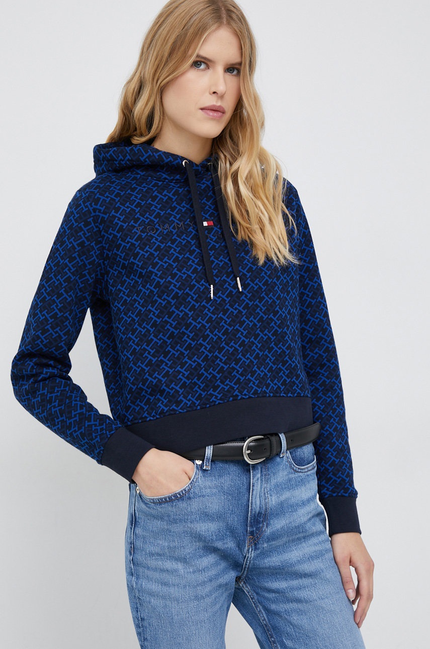 

Кофта Tommy Hilfiger жіноча колір синій з капюшоном візерунок