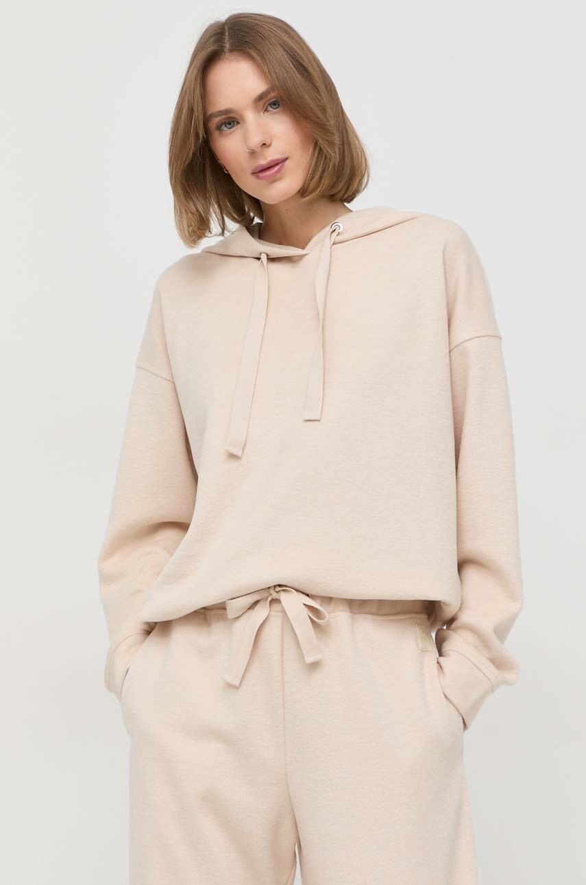 Weekend max mara hanorac din amestec de lana femei, culoarea bej, cu glugă, cu imprimeu