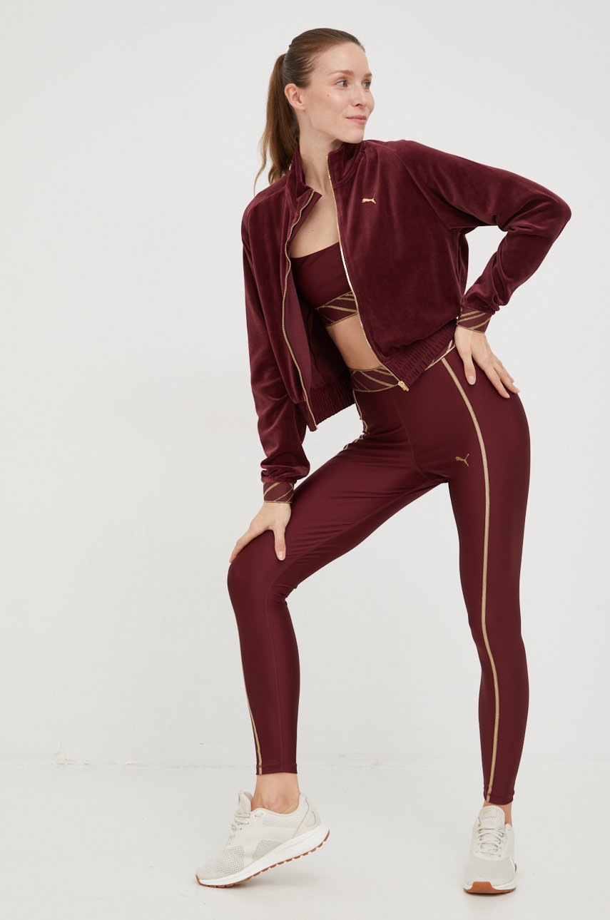 

Спортивная кофта Puma Deco Glam женская цвет бордовый однотонная