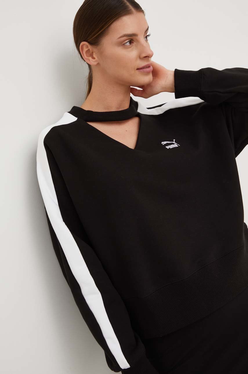 

Памучен суичър Puma в черно с изчистен дизайн, Черен