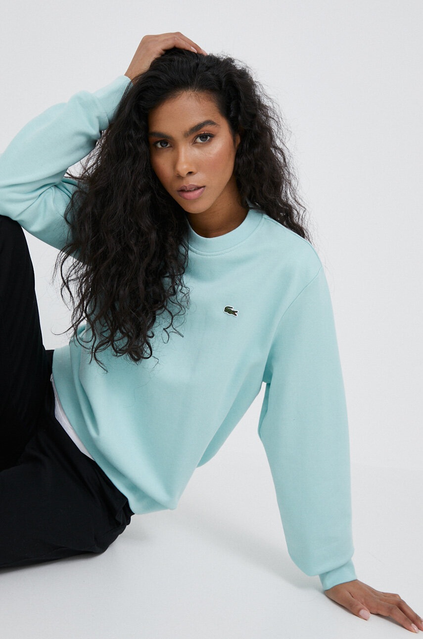 

Суичър Lacoste в тъмносиньо с изчистен дизайн, Тюркоазен