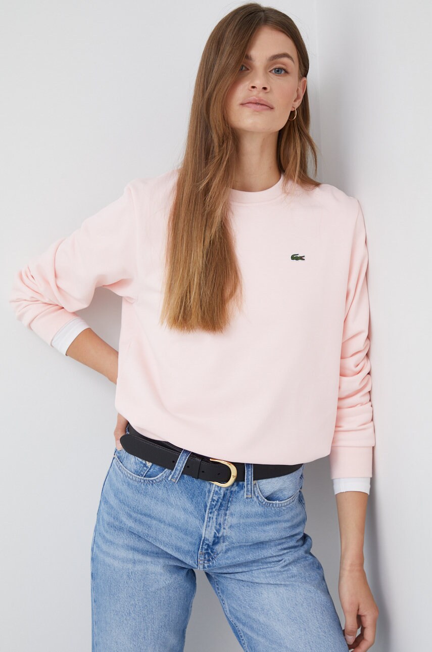 Lacoste bluza femei, culoarea roz, neted