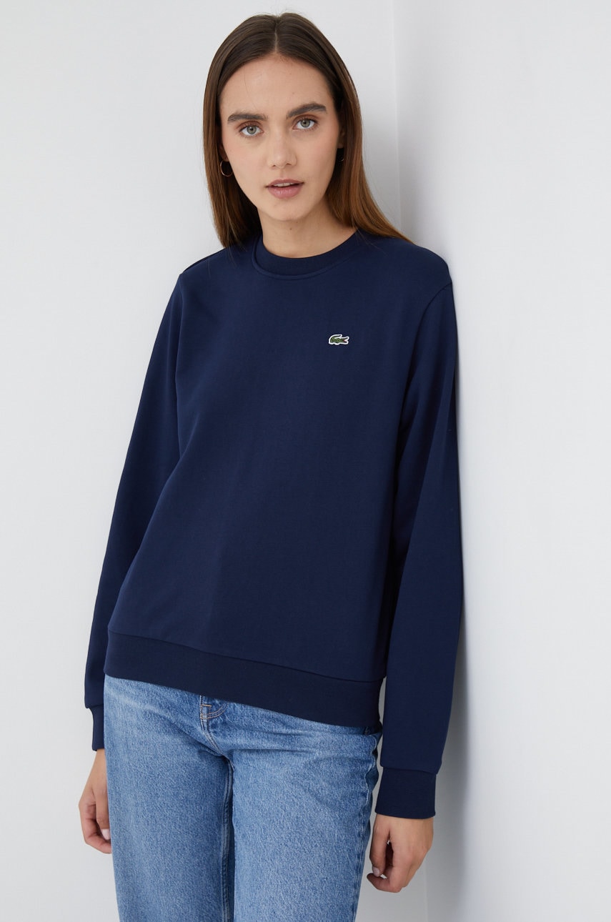 Lacoste bluza femei, culoarea albastru marin, neted Lacoste bluza femei, culoarea albastru marin, neted