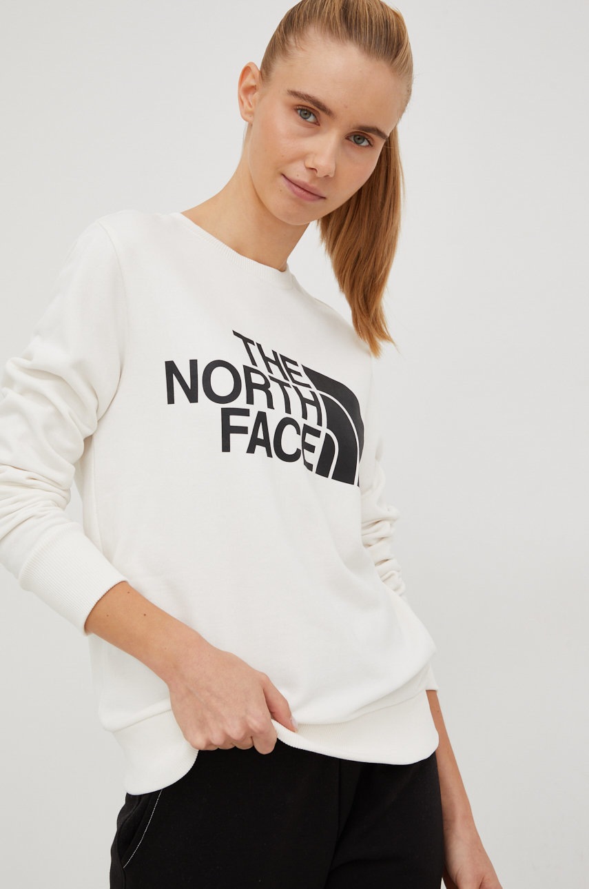 

Памучен суичър The North Face в бежово с принт, Бежов