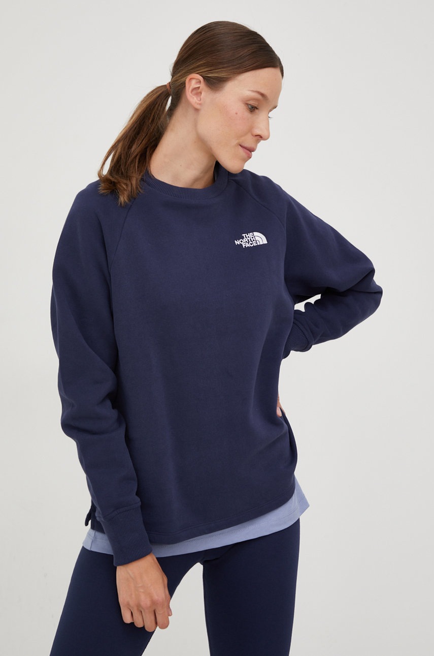 

Хлопковая кофта The North Face женская цвет синий с аппликацией