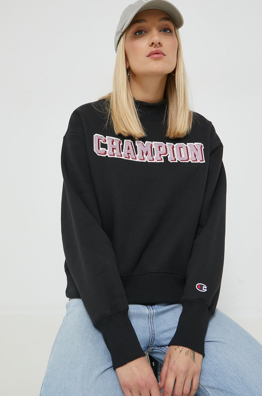 

Суичър Champion в черно с изчистен дизайн, Черен