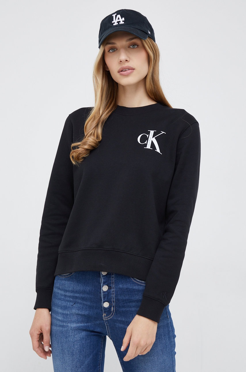 

Суичър Calvin Klein Jeans в черно с принт, Черен