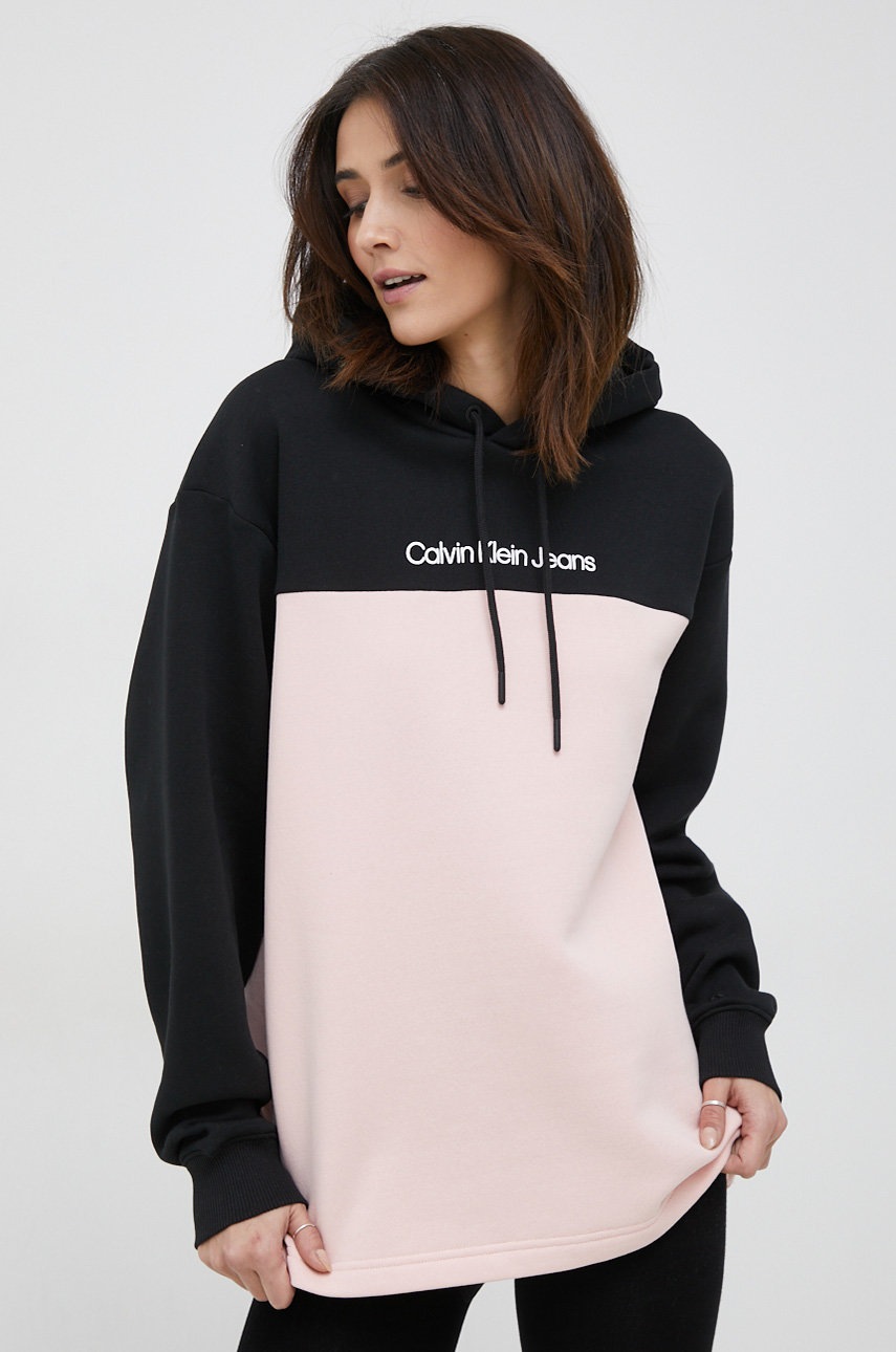 

Суичър Calvin Klein Jeans в розово с изчистен дизайн, Розов