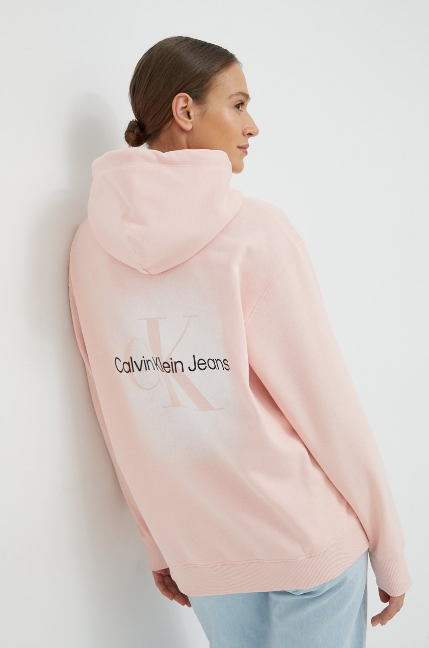 

Суичър Calvin Klein Jeans в розово с принт, Розов