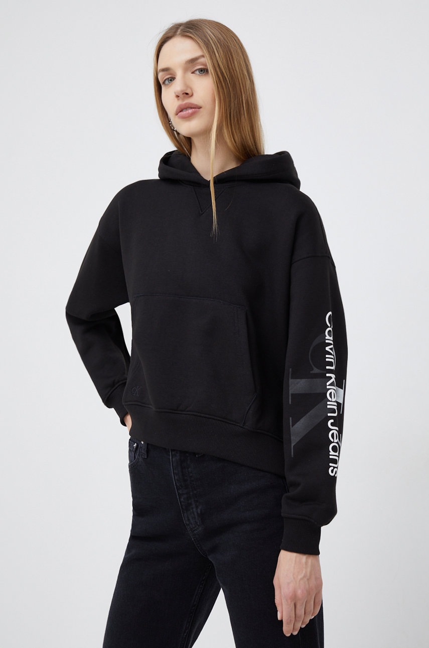 

Суичър Calvin Klein Jeans в черно с принт, Черен
