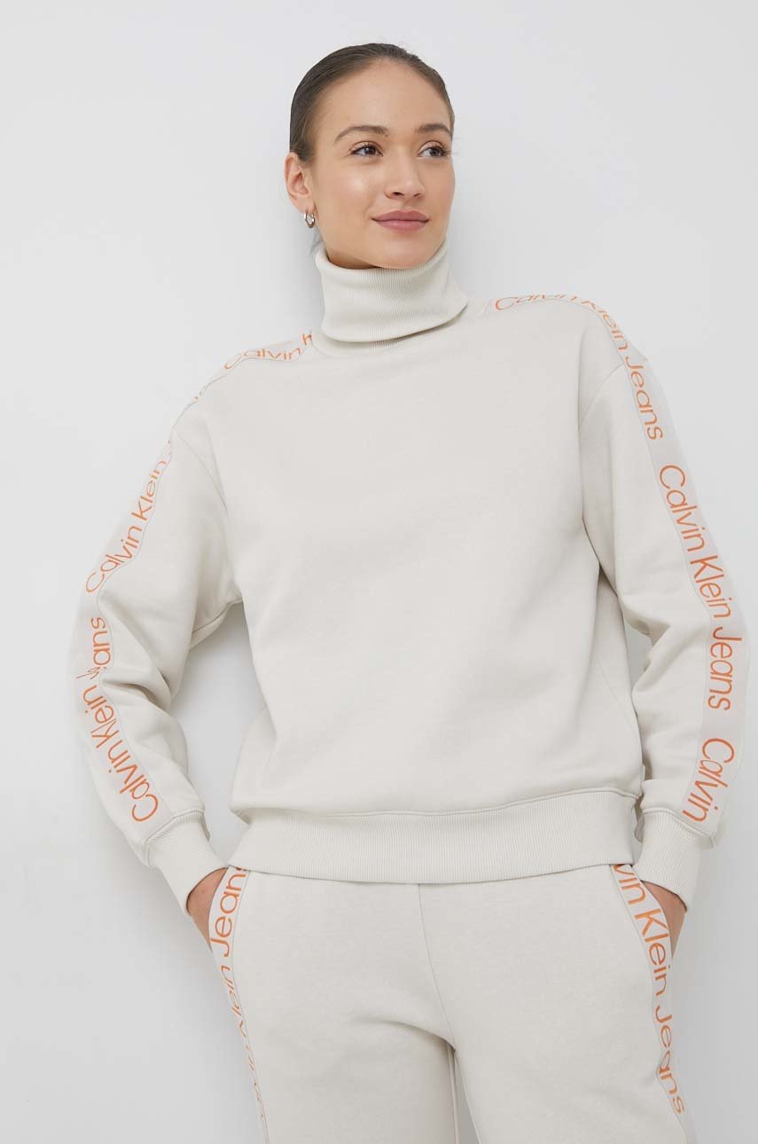 

Суичър Calvin Klein Jeans в бежово с принт, Бежов
