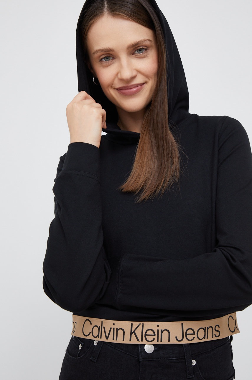 

Суичър Calvin Klein Jeans в черно с изчистен дизайн, Черен
