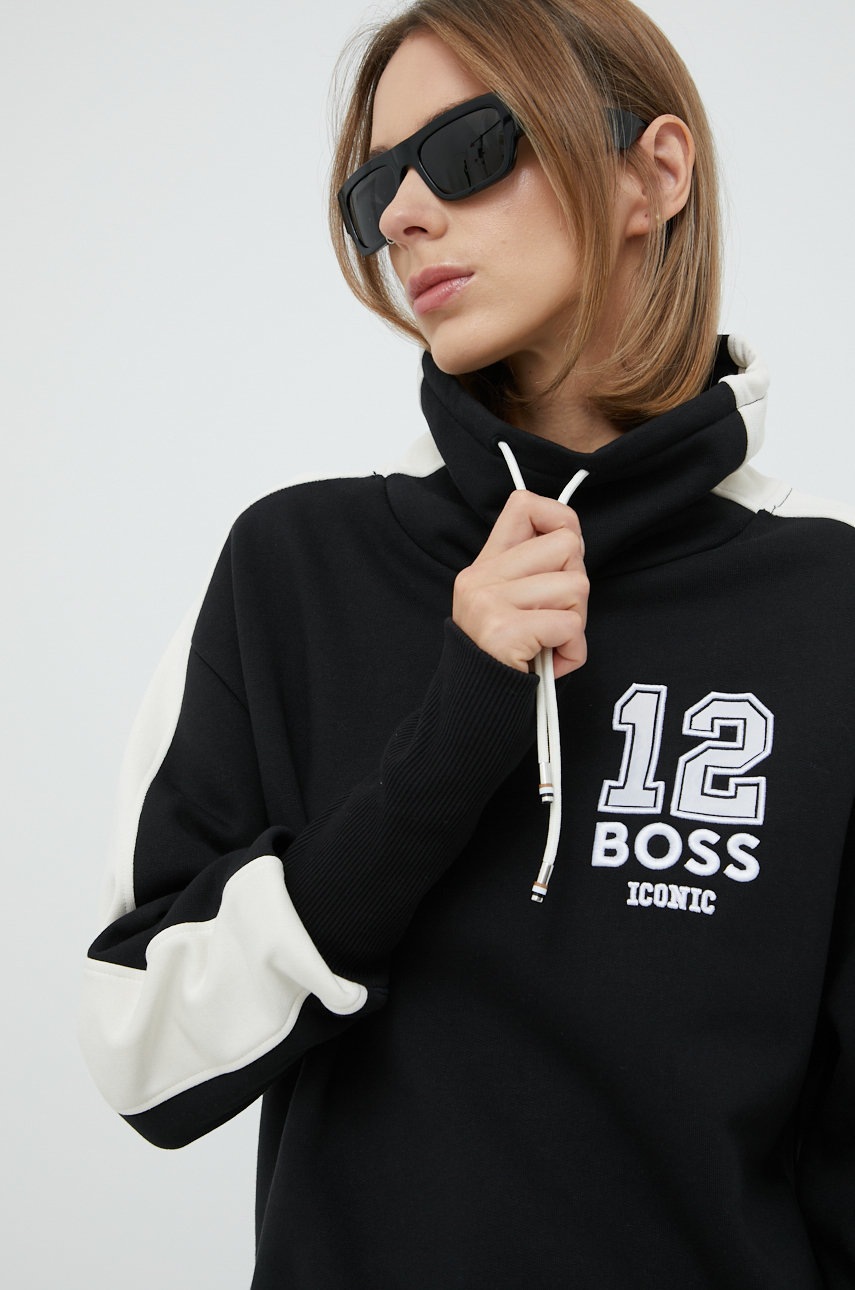 

Суичър BOSS в черно с изчистен дизайн, Черен