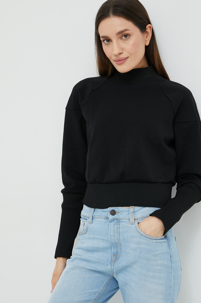 Sisley bluza femei, culoarea negru, neted