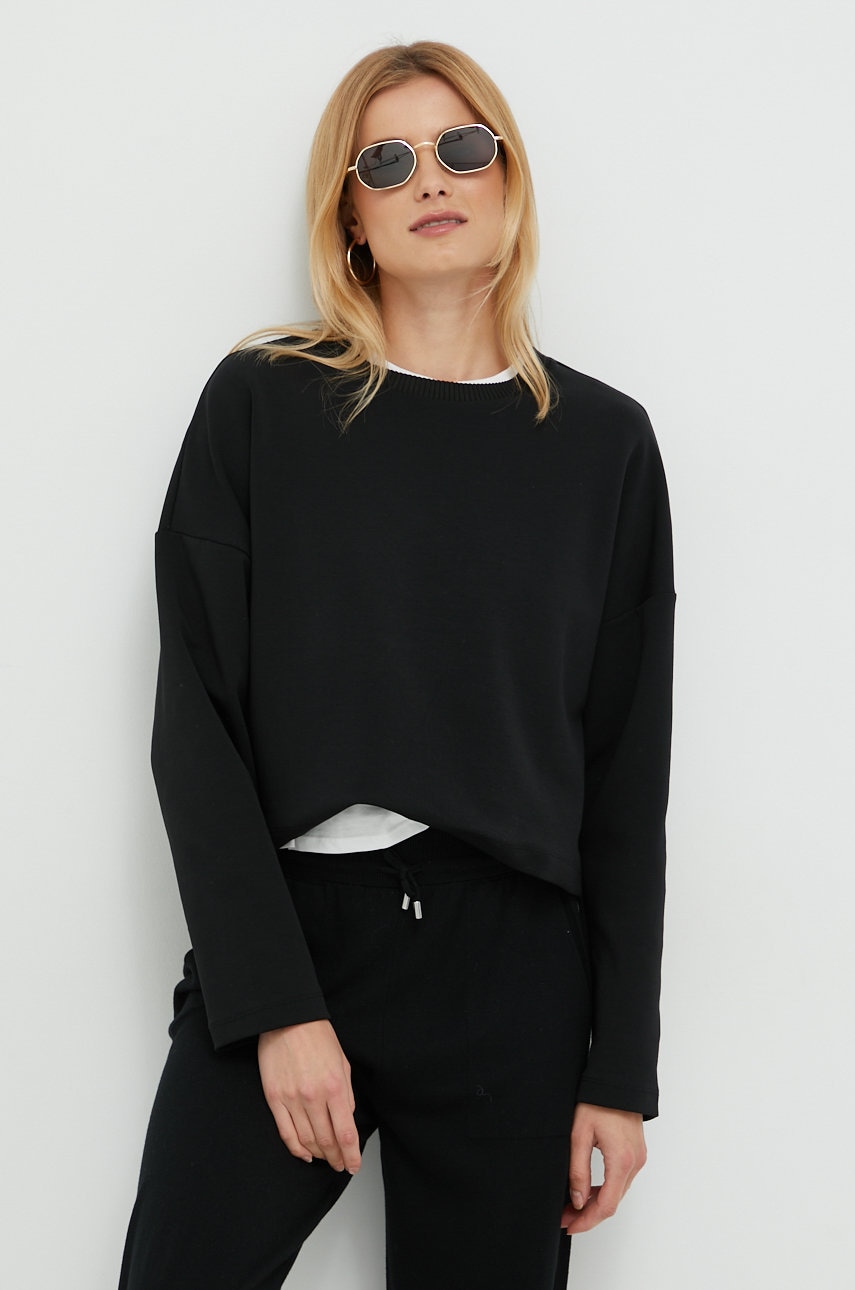 Sisley bluza femei, culoarea negru, neted