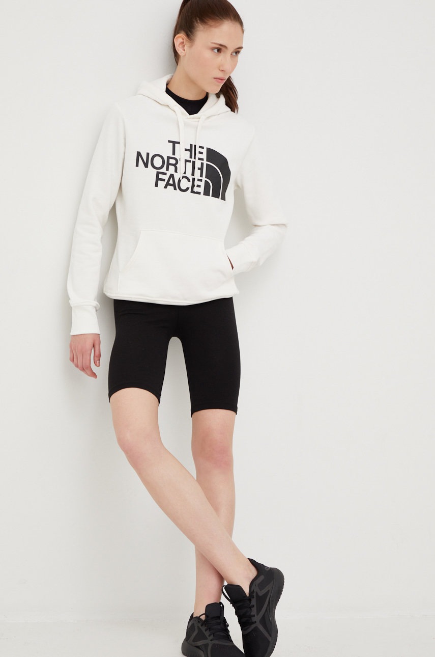 

Бавовняна кофта The North Face жіноча колір бежевий з капюшоном з принтом