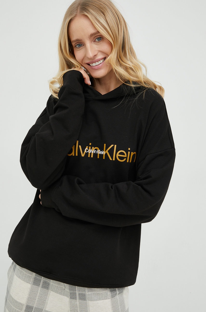 

Горнище на пижама тип суичър Calvin Klein Underwear в черно, Черен