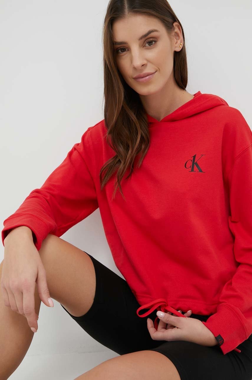 

Суичър Calvin Klein Underwear в червено с изчистен дизайн, Червен