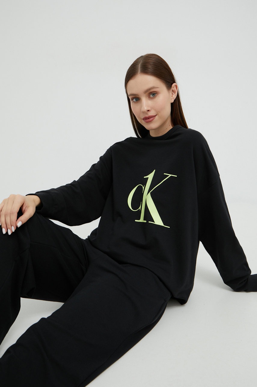 

Домашна блуза с дълги ръкави Calvin Klein Underwear в черно, Черен