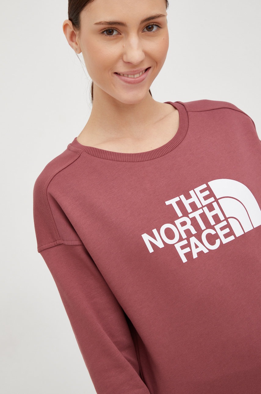 

Бавовняна кофта The North Face жіноча колір бордовий з принтом