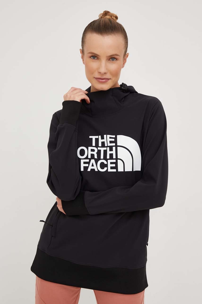 The North Face hanorac Tenko femei, culoarea negru, cu glugă, cu imprimeu