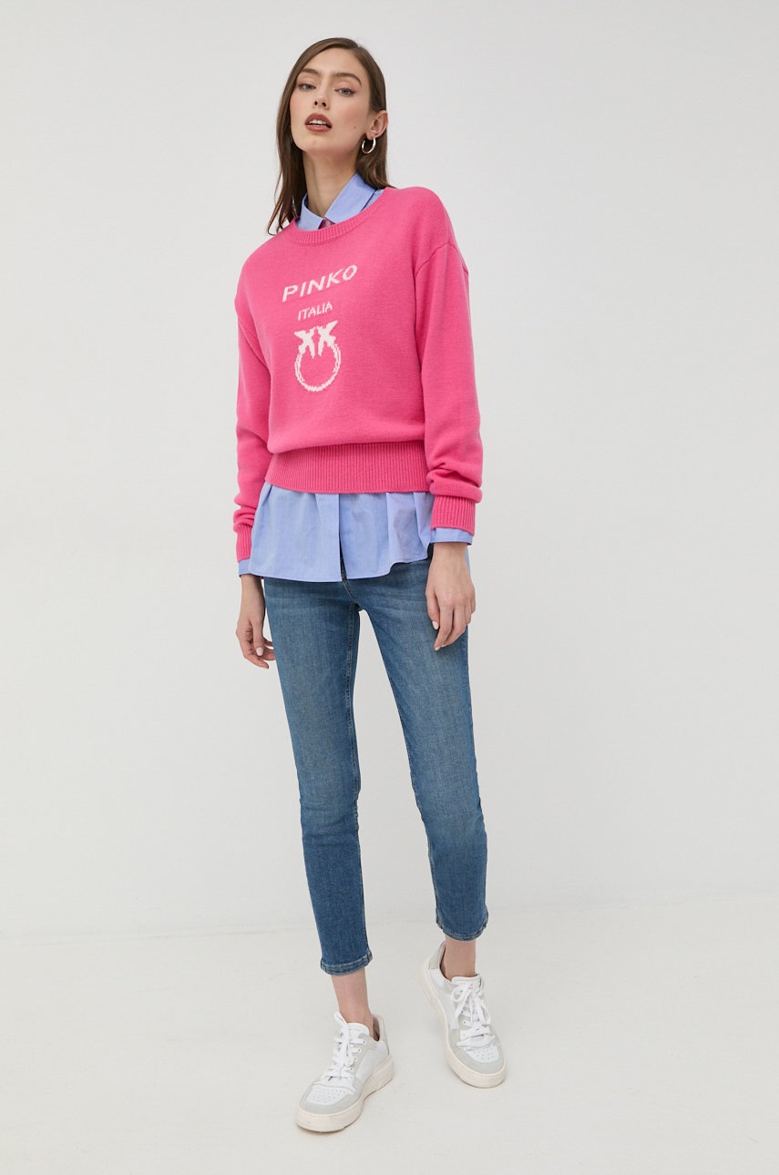 

Шерстяной свитер Pinko женский цвет фиолетовый лёгкий