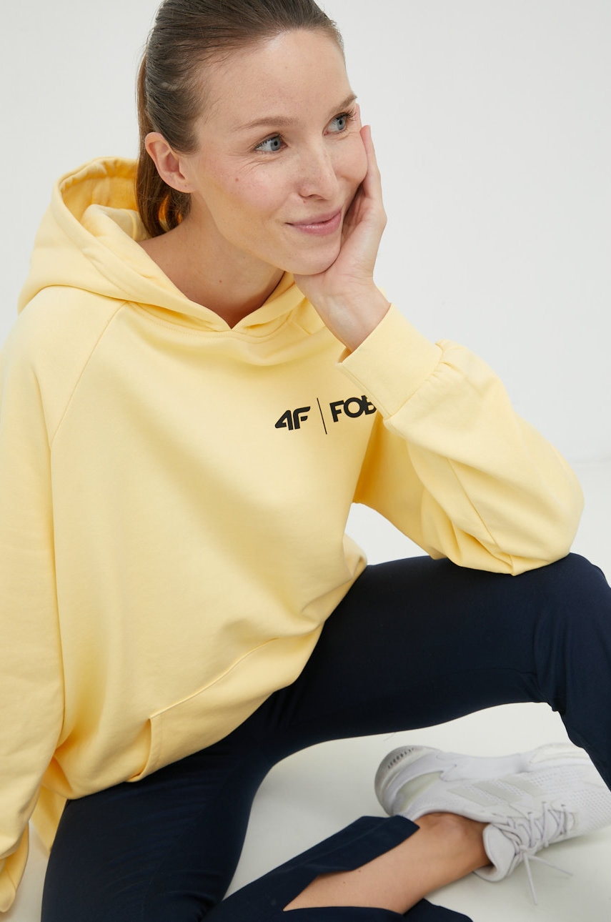

Кофта 4F жіноча колір жовтий з принтом