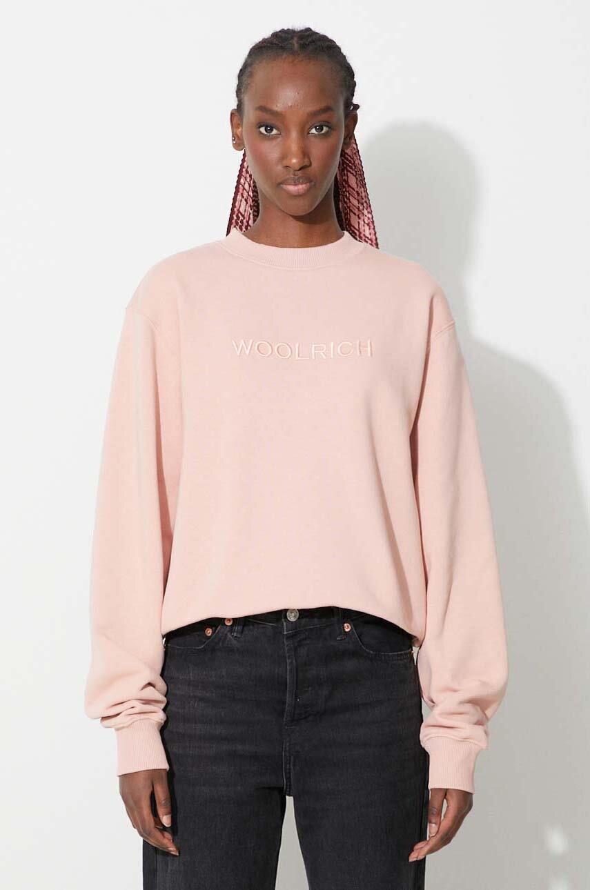 

Кофта Woolrich женская цвет розовый с аппликацией