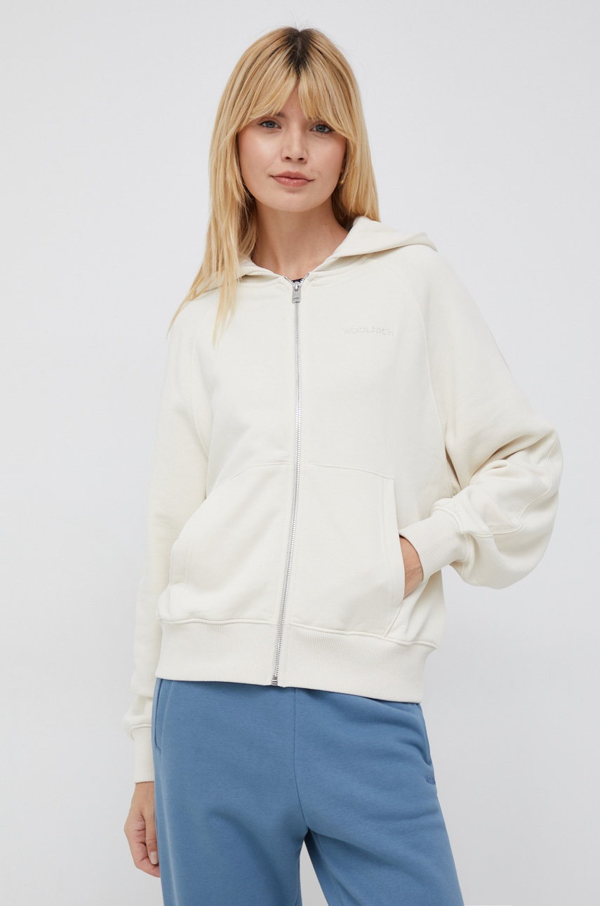 

Суичър Woolrich в бежово с качулка с изчистен дизайн, Бежов