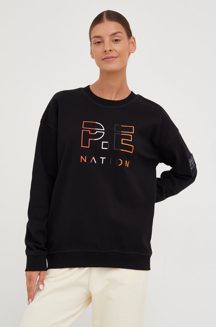 

Памучен суичър P.E Nation в черно с принт, Черен