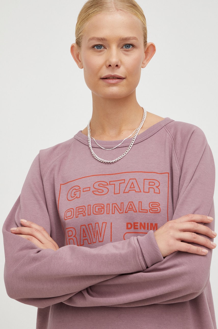 G-star raw bluza femei, culoarea violet, cu imprimeu