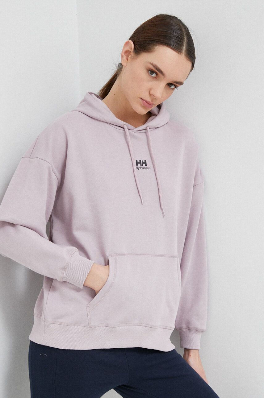 E-shop Mikina Helly Hansen dámská, růžová barva, s kapucí, hladká