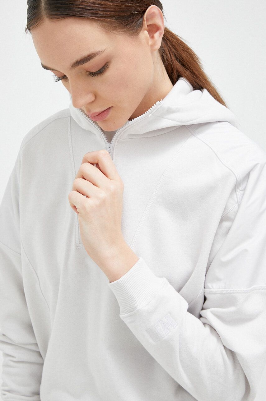 Helly Hansen bluza femei, culoarea gri, cu glugă, neted answear.ro imagine promotii 2022