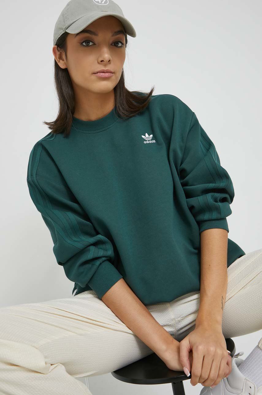 Adidas Originals Bluza Always Original Femei, Culoarea Verde, Cu Imprimeu