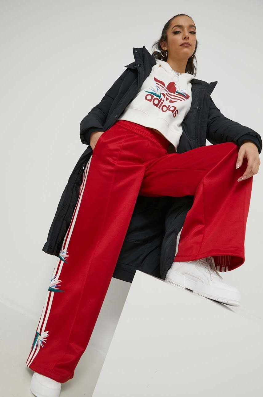 

Хлопковая кофта adidas Originals X Thebe Magugu женская цвет белый с капюшоном с аппликацией