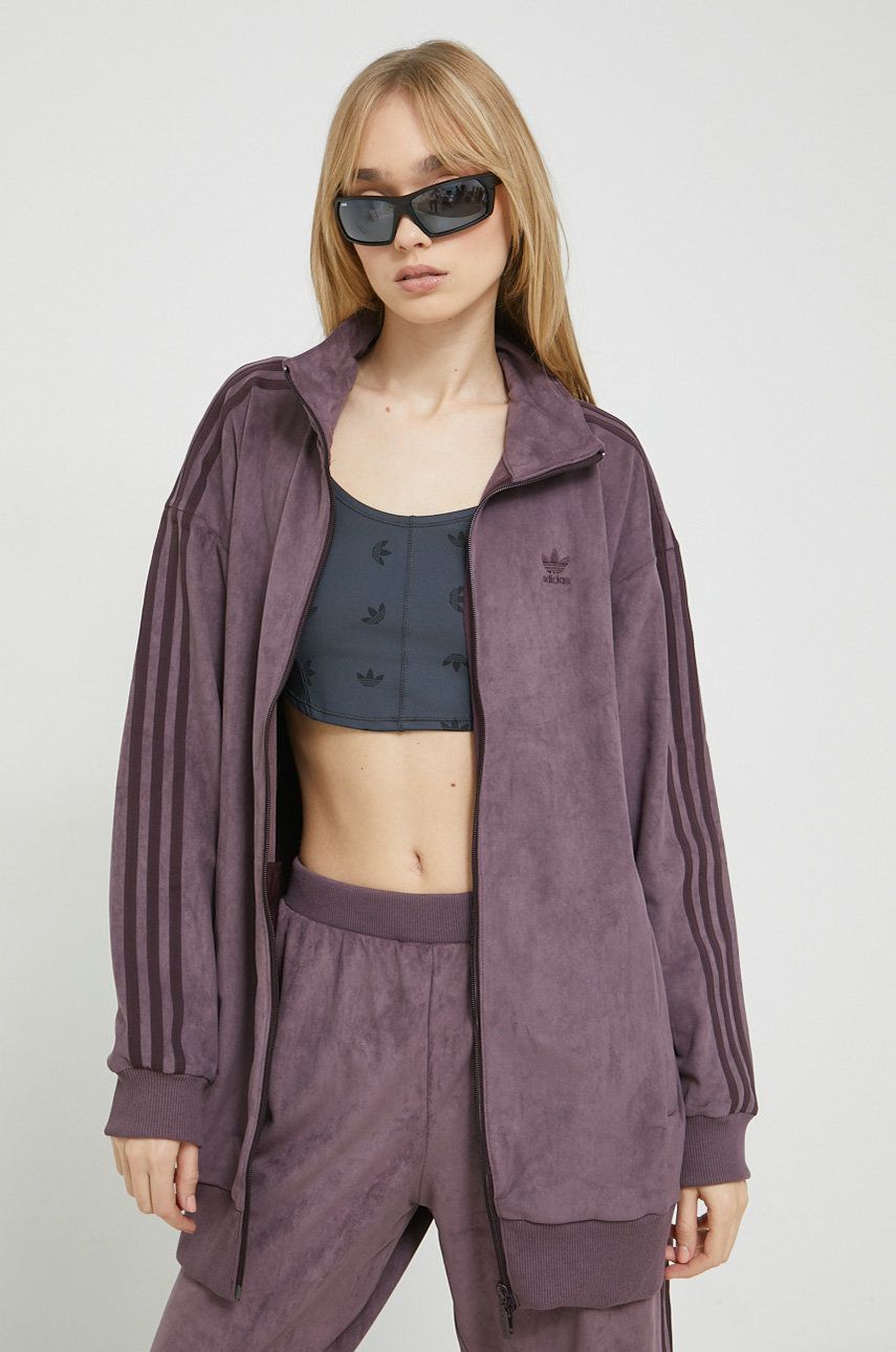 Adidas Originals bluza femei, culoarea violet, cu imprimeu