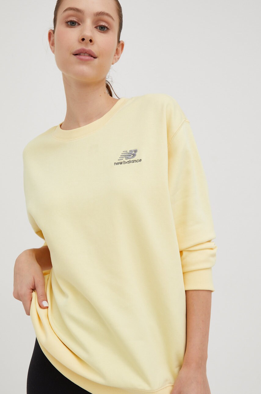 New balance bluza femei, culoarea galben, neted