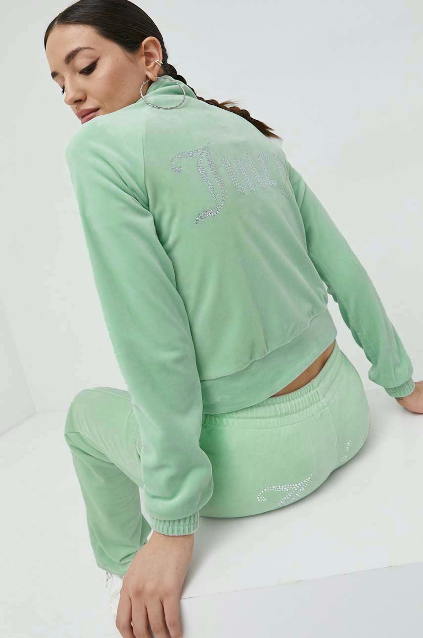 Juicy Couture bluza femei, culoarea verde, cu glugă, cu imprimeu answear.ro imagine noua