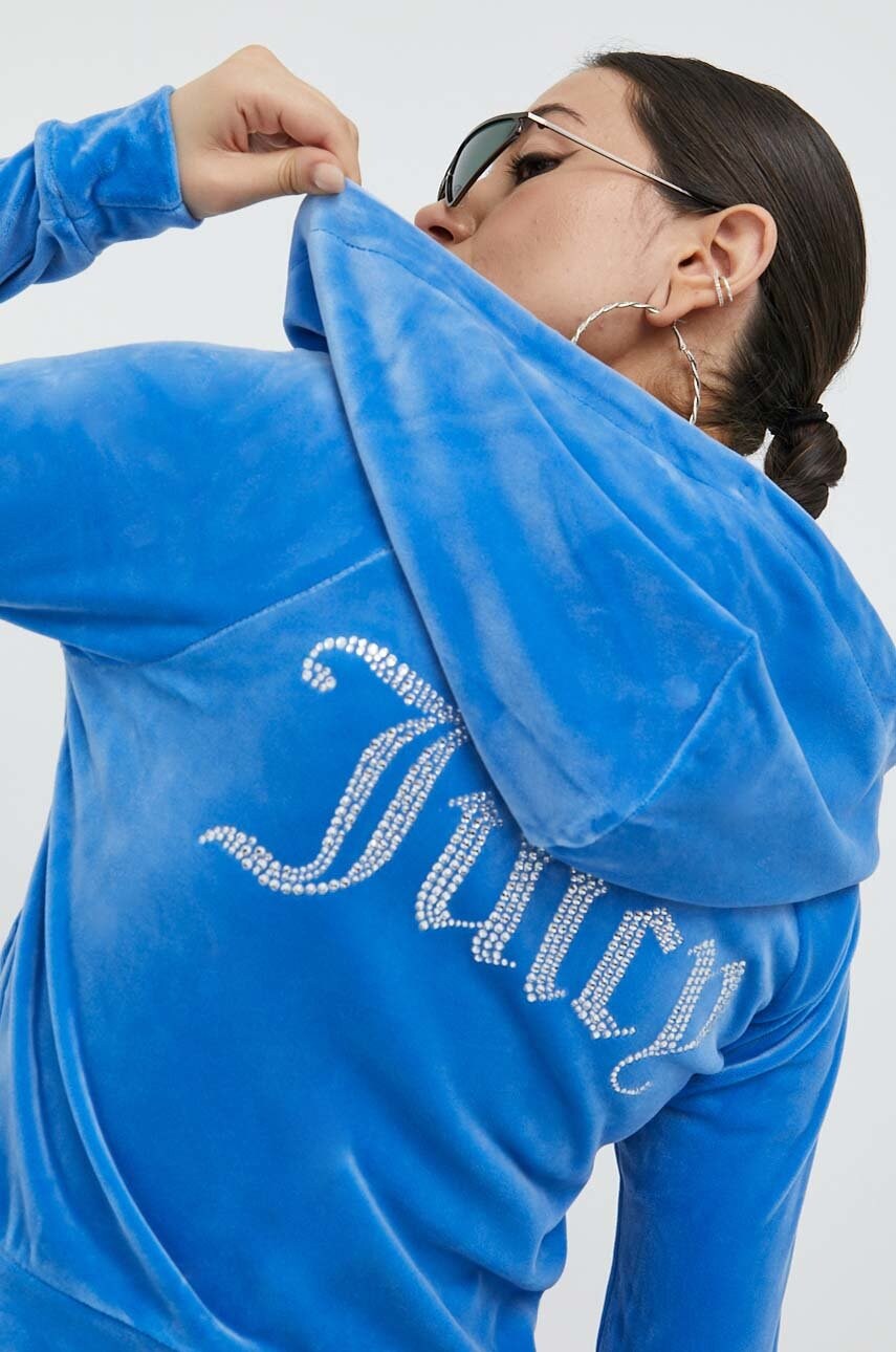 Juicy couture bluza femei, culoarea violet, cu glugă, cu imprimeu
