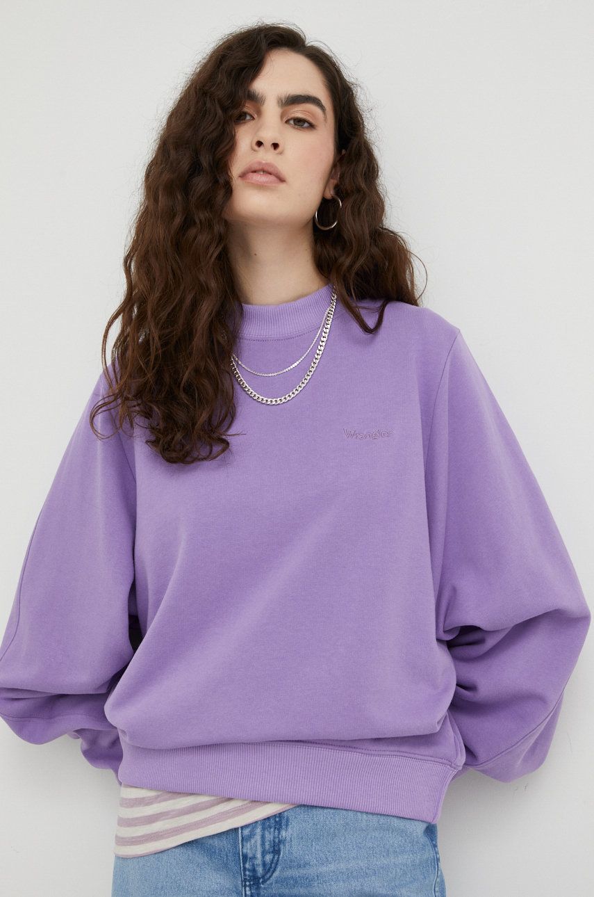 Wrangler bluza bawełniana damska kolor fioletowy gładka
