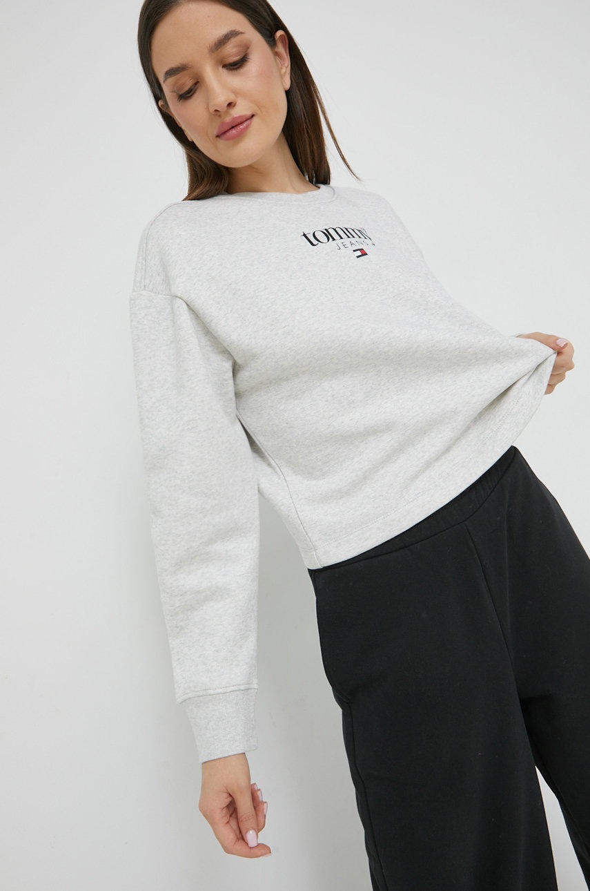 

Суичър Tommy Jeans в сиво с апликация, Сив