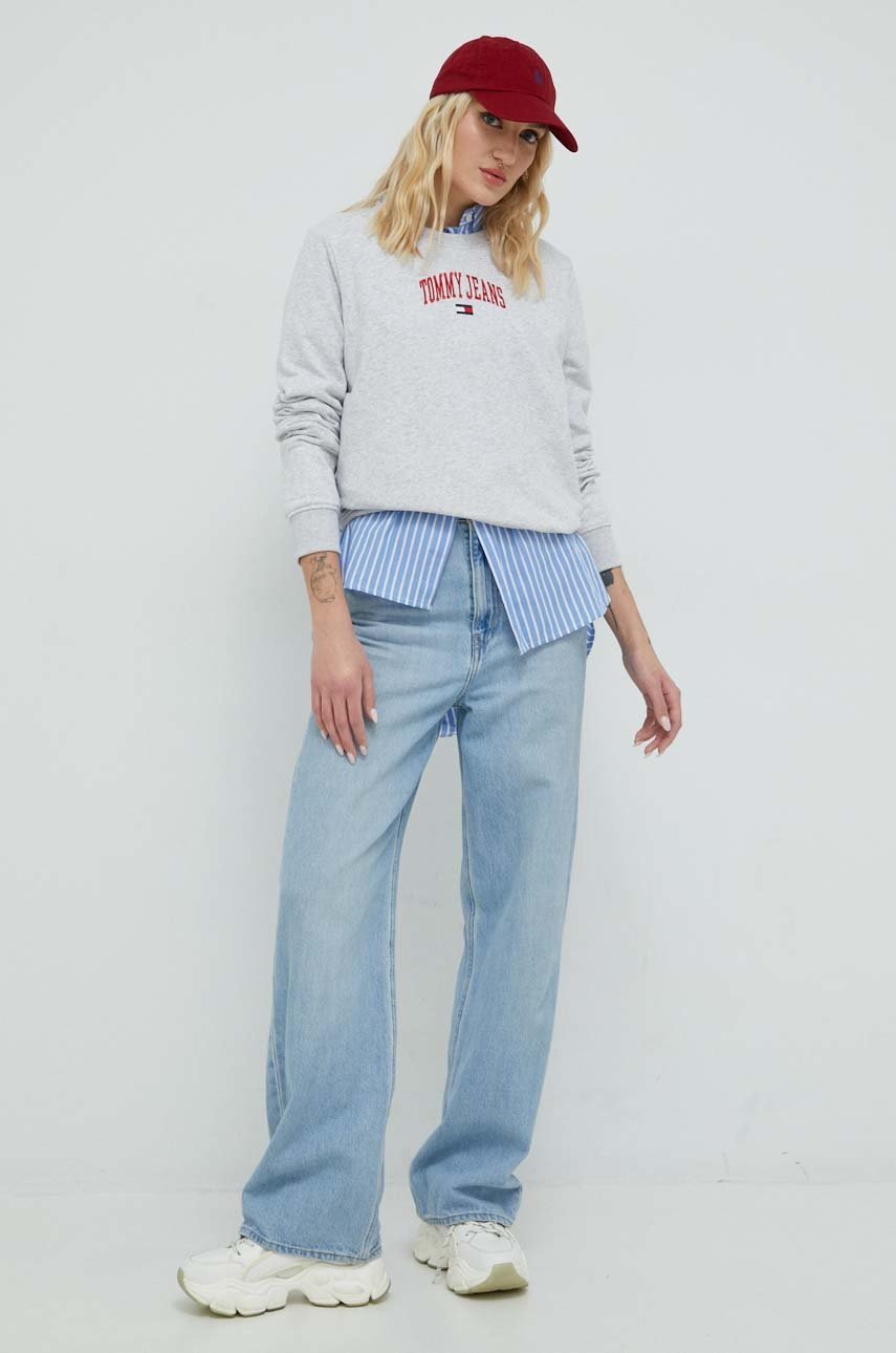 

Кофта Tommy Jeans женская цвет серый однотонная