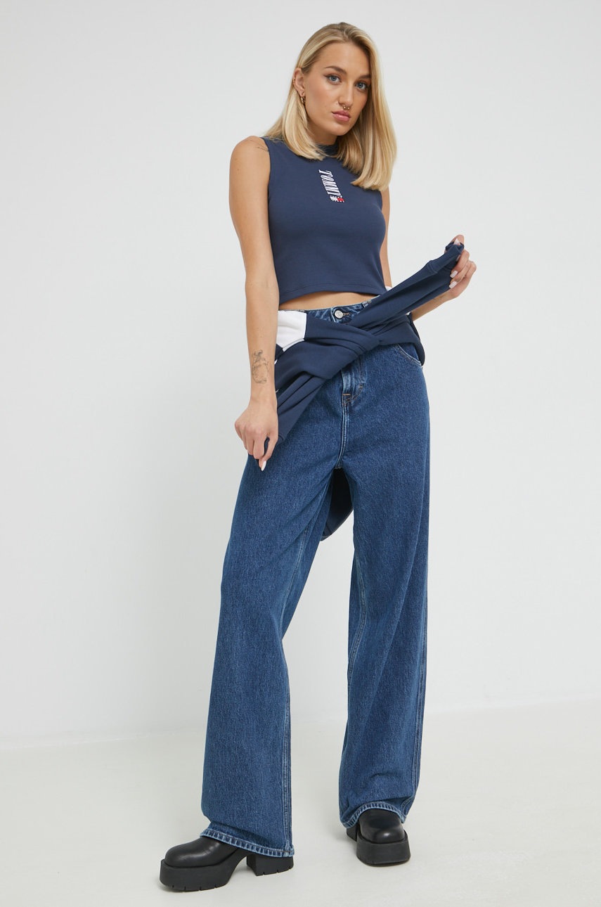 

Кофта Tommy Jeans женская цвет синий однотонная